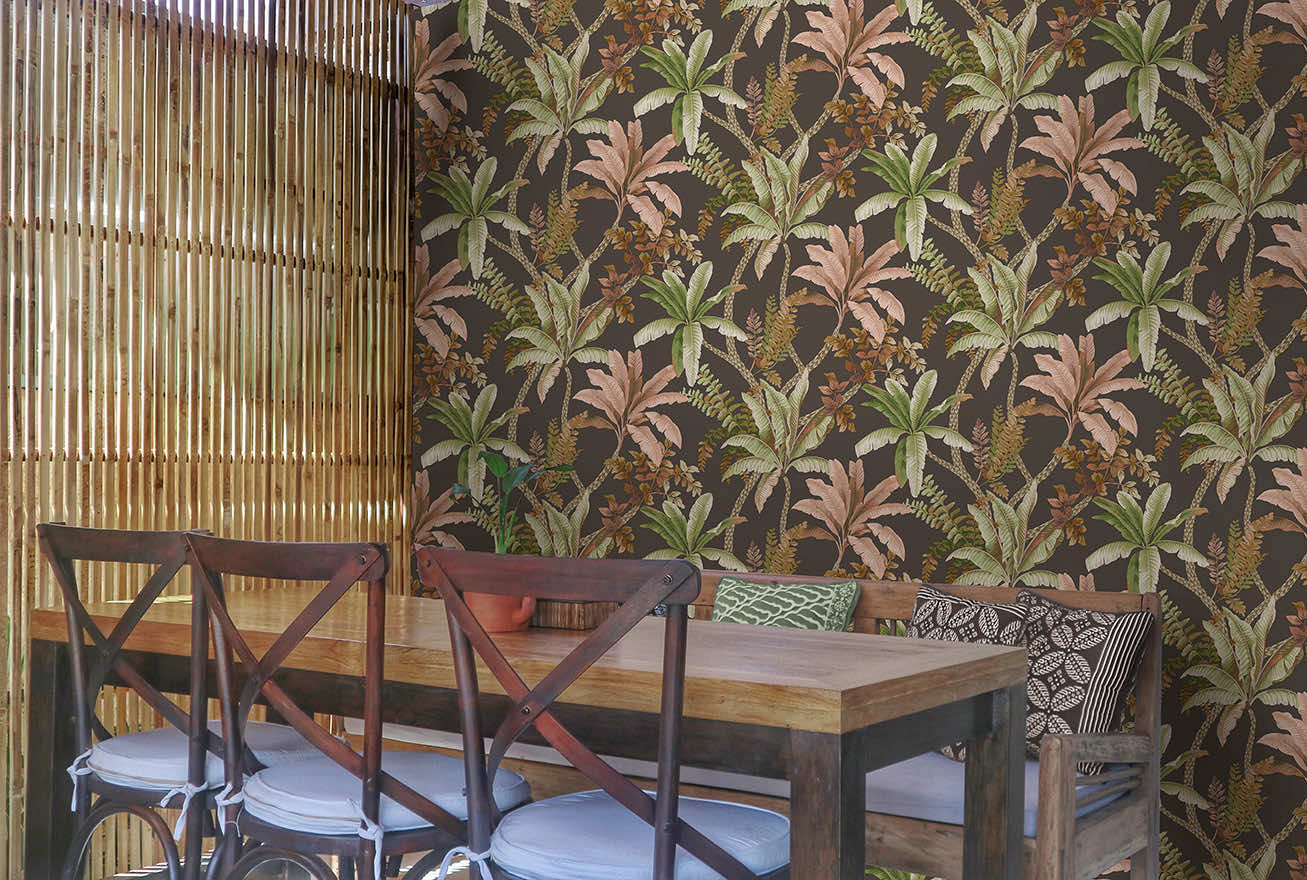 Saranda - Palm Oasis Wallpaper - Charcoal