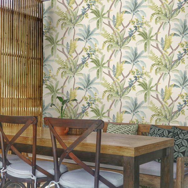 Saranda - Palm Oasis Wallpaper - Green/Cream