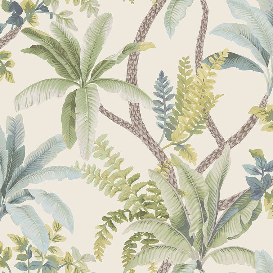 Sample - Saranda - palm oasis wallpaper -Green/Cream