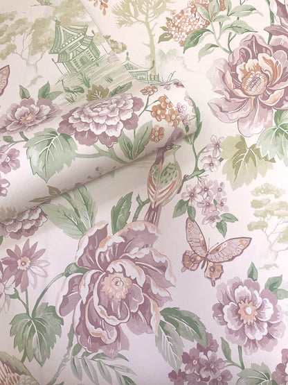 Hana - Japanese Floral - Wallpaper - Green/Cream