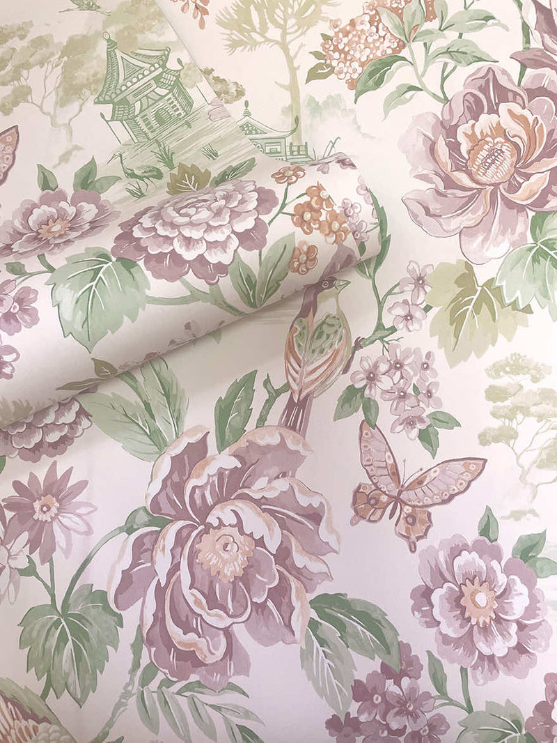 Hana - Japanese Floral - Wallpaper -Green/Cream