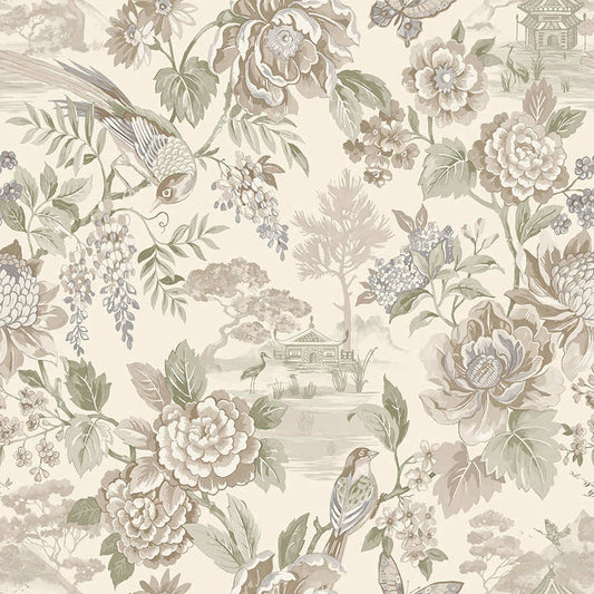 Hana - Japanese Floral - Wallpaper - Cream