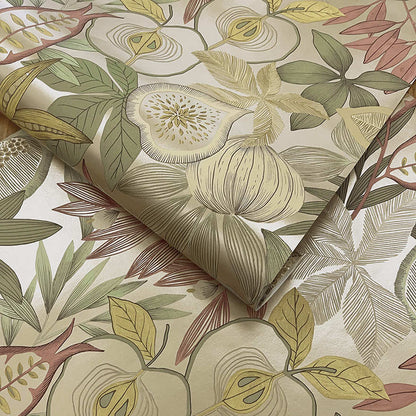 Nagano - Pomegranate and Fig Wallpaper - Gold