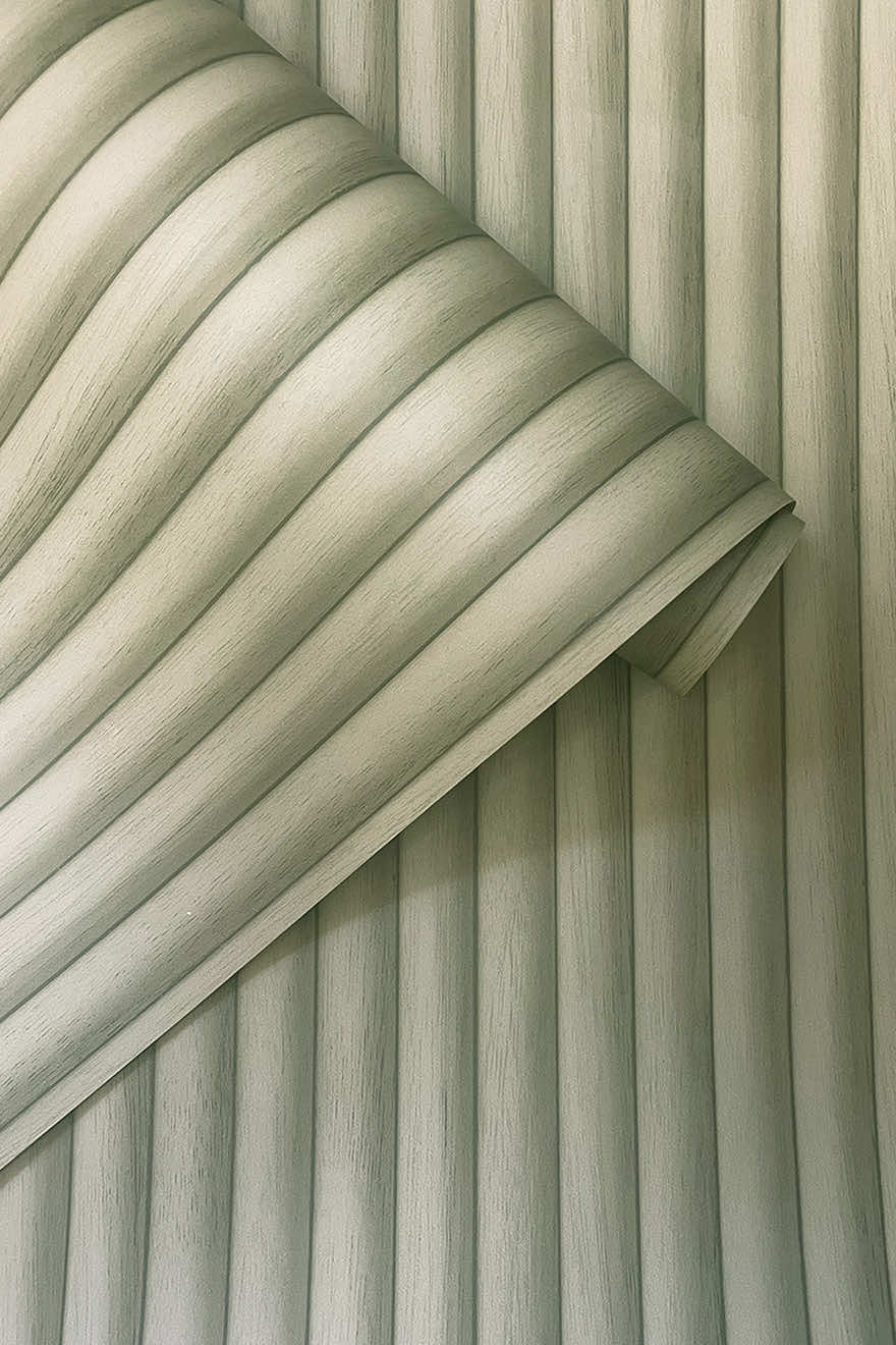 Teak - Wood Panel Wallpaper - Sage
