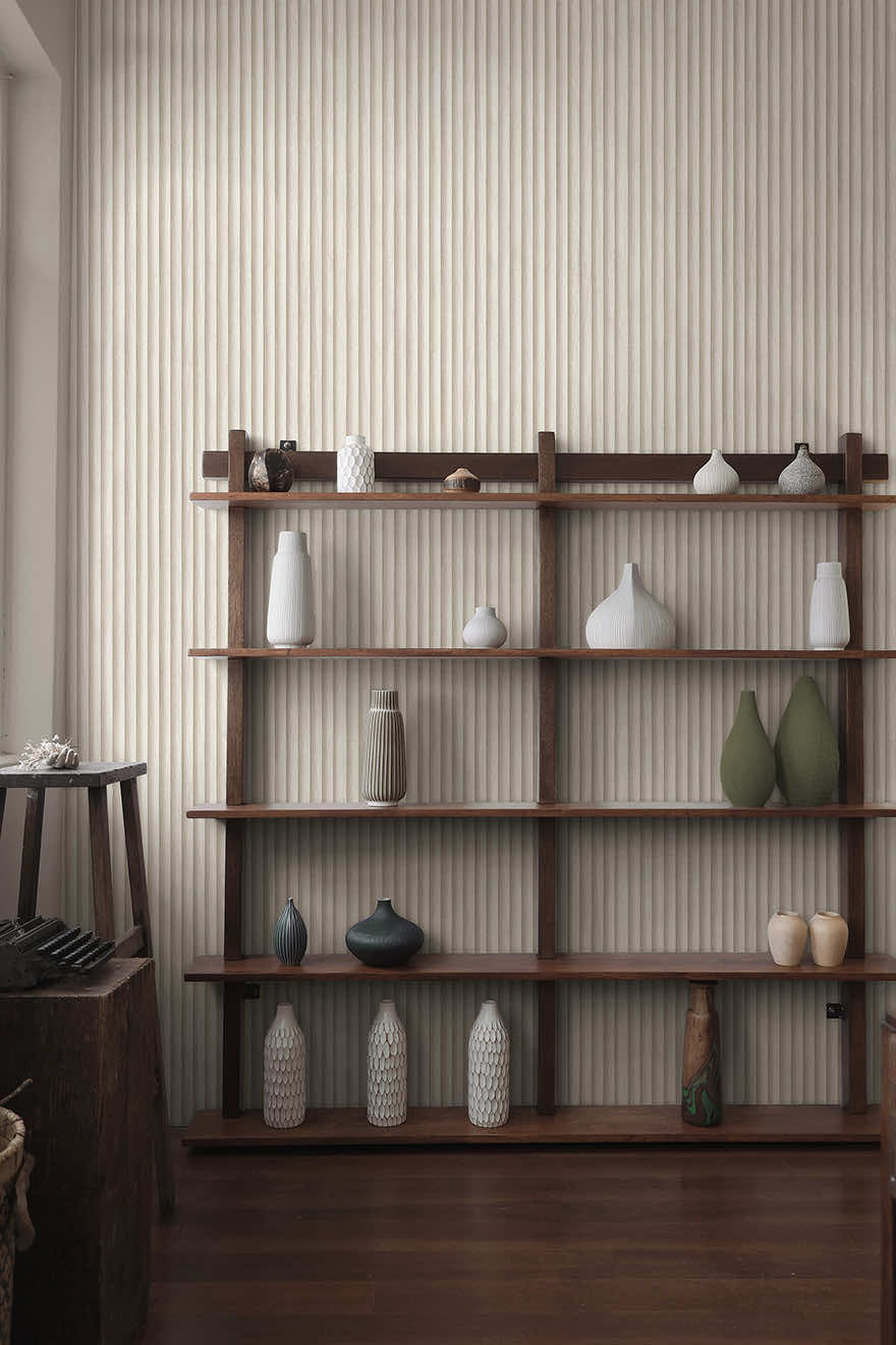 Teak - Wood Panel Wallpaper - Cream