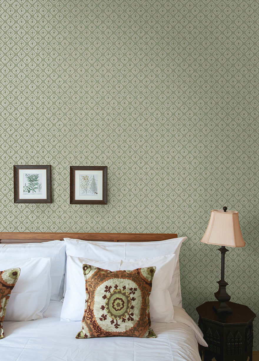Sunstone - Soft Geometric Wallpaper - Sage
