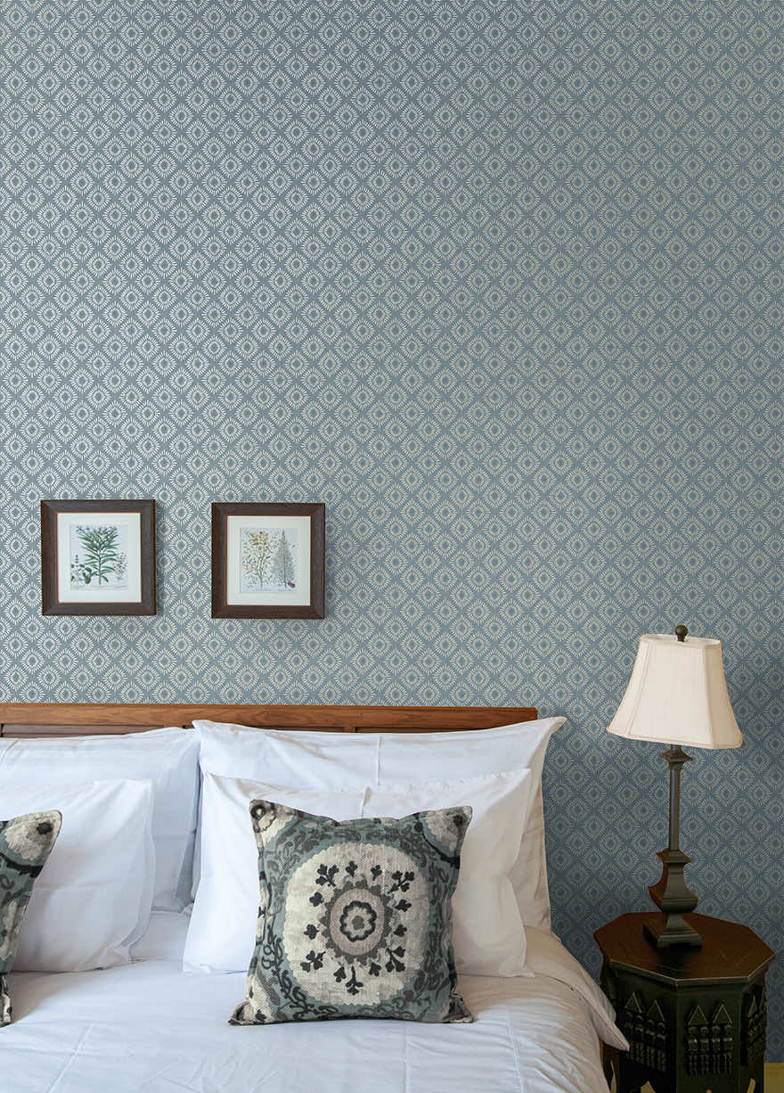 Sunstone - Soft Geometric Wallpaper - Blue