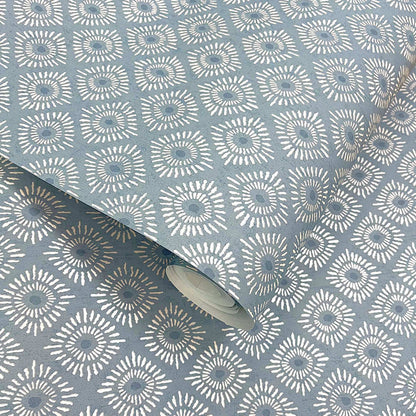 Sunstone - Soft Geometric Wallpaper - Blue