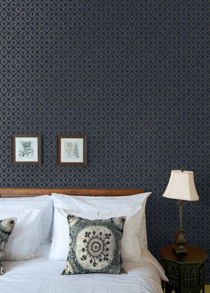 Sunstone - Soft Geometric Wallpaper - Navy