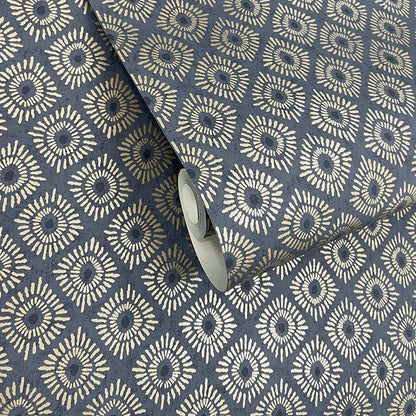Sunstone - Soft Geometric Wallpaper - Navy