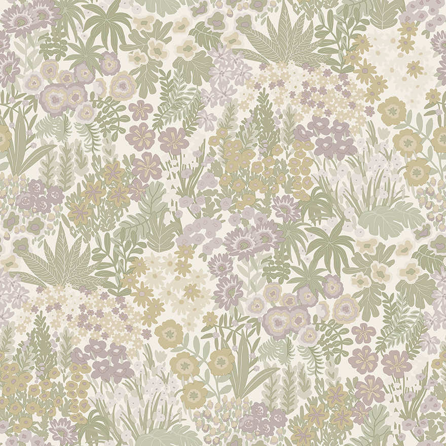 Sample – Lysandra – Meadow Floral Wallpaper – Cream Heather