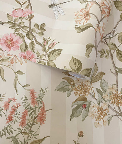 Camberley Wallpaper -  Cream Coral