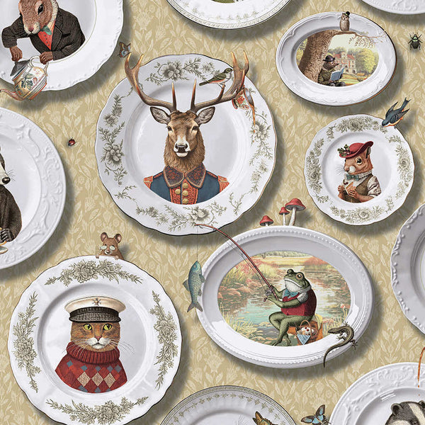 Sample - Tales of the Manor - Fun Animal Wallpaper - Ochre