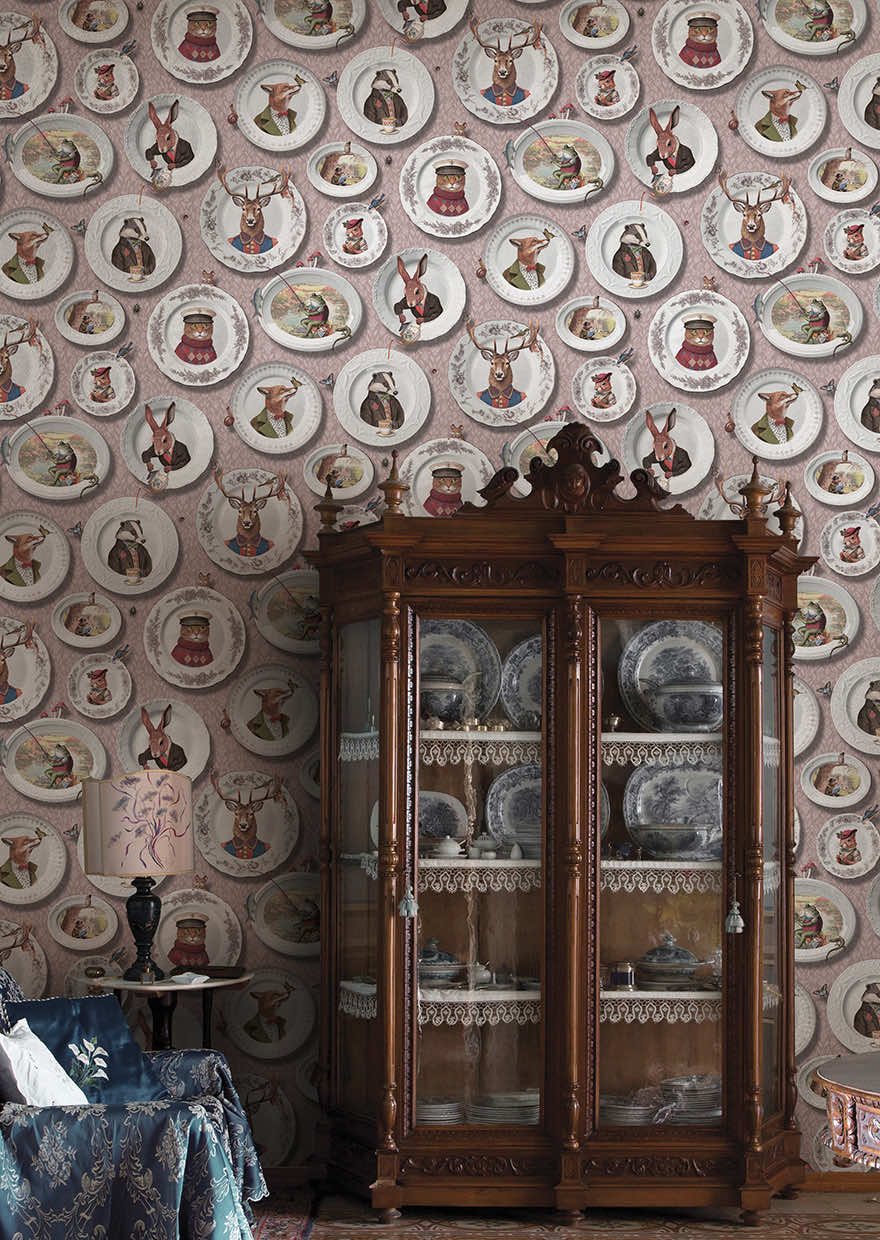 Tales of the Manor - Fun Animal Wallpaper - Blush