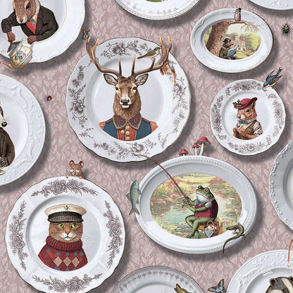 Tales of the Manor - Fun Animal Wallpaper - Blush