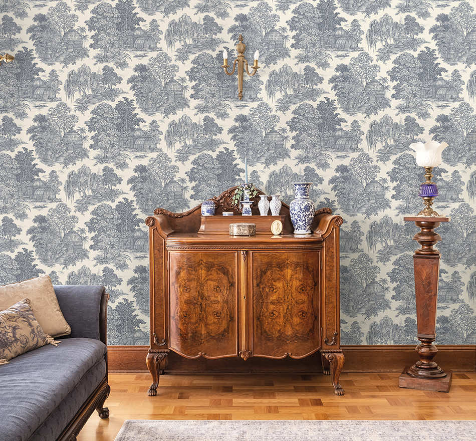 Blenheim Toile Wallpaper - Blue