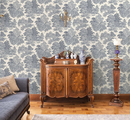 Blenheim Toile Wallpaper - Blue