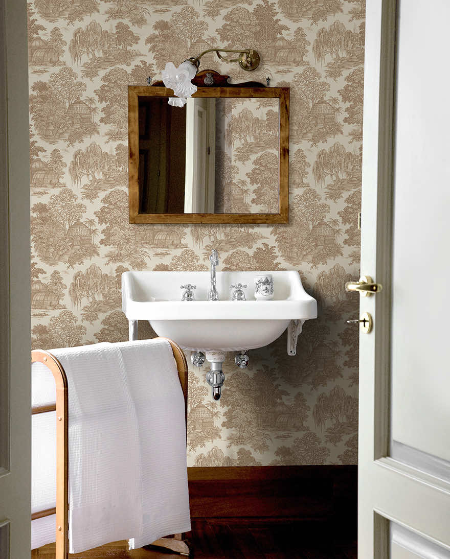 Blenheim Toile Wallpaper - Rust