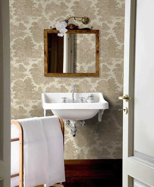 Blenheim Toile Wallpaper - Cream
