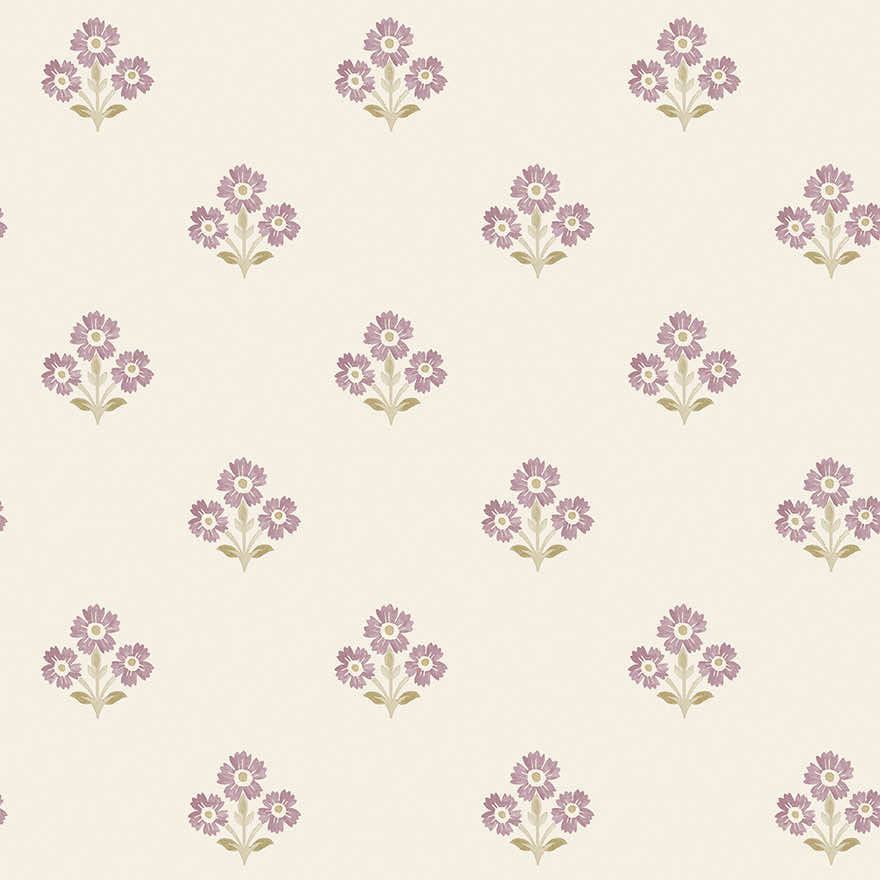 Isadora Wallpaper - Neutral/Mulberry
