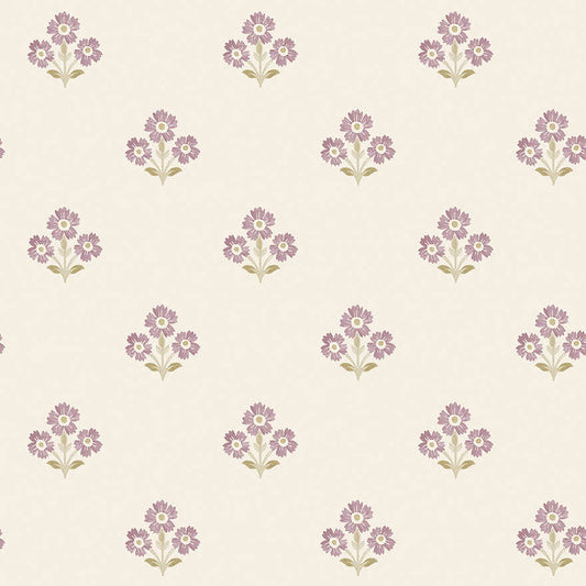 Isadora Wallpaper - Neutral/Mulberry
