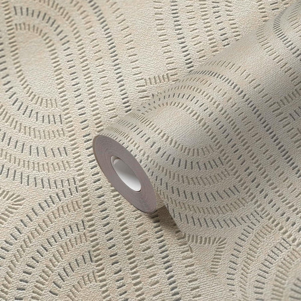 Sample - French Affair Wallpaper - Beige Metallic