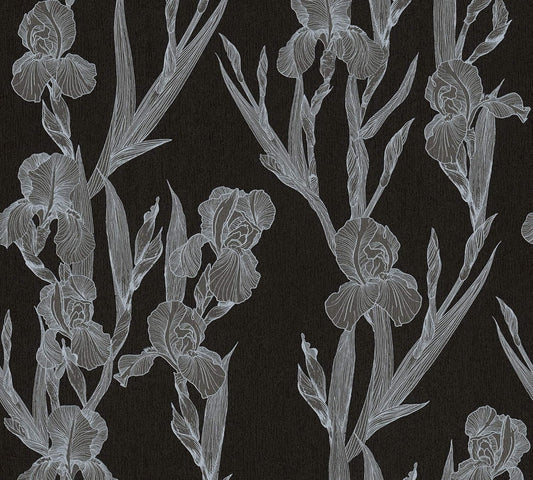 Iris - Floral Daniel Hechter Wallpaper - Black