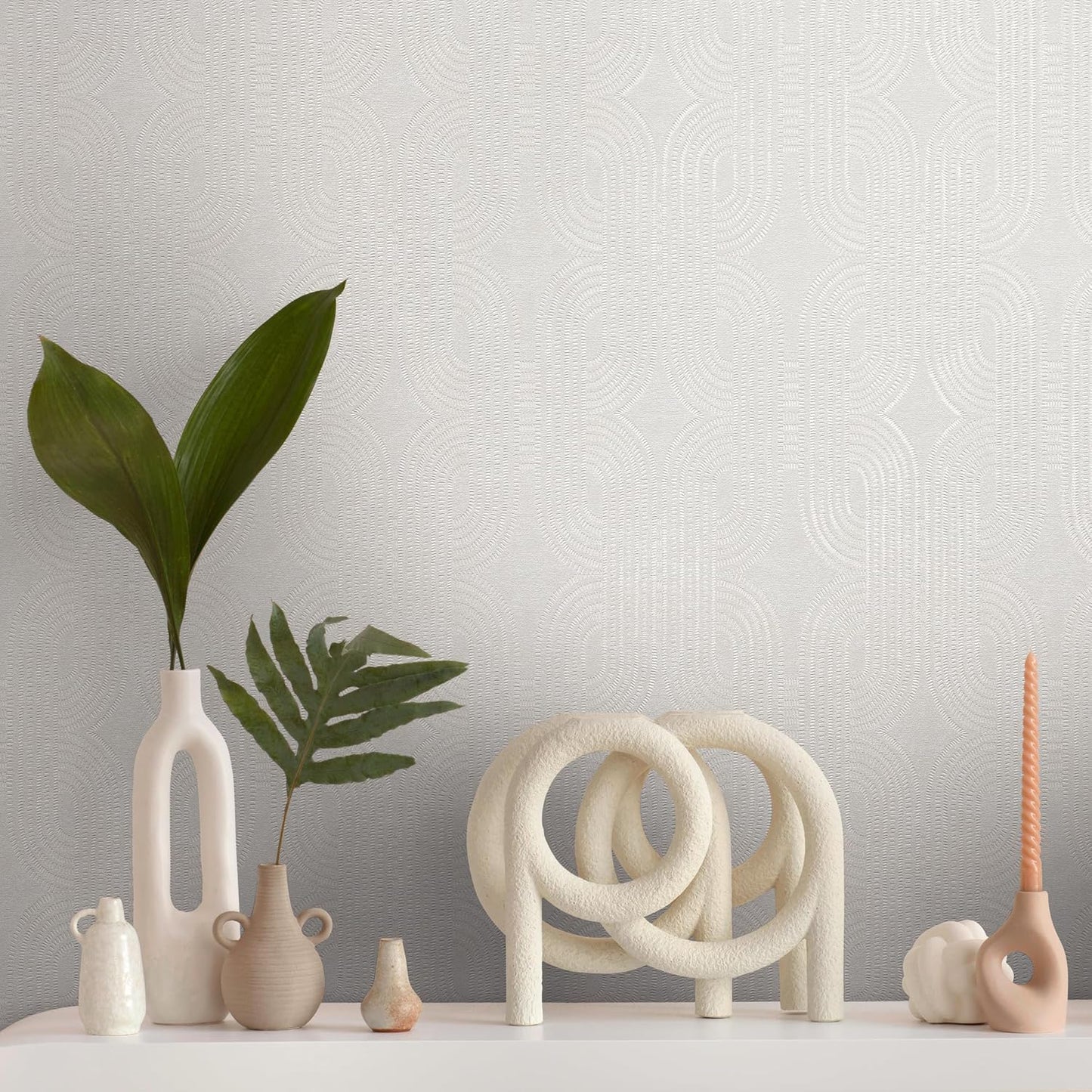 French Affair Wallpaper - White Metallic