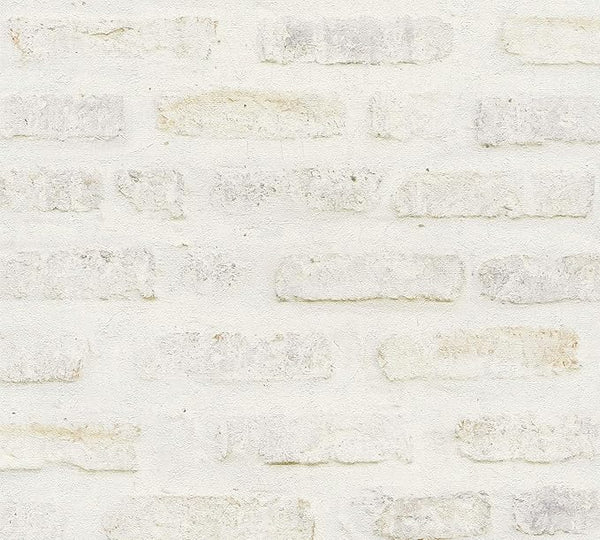 Sample - Brick Wallpaper - Pale Beige/Cream - Vinyl