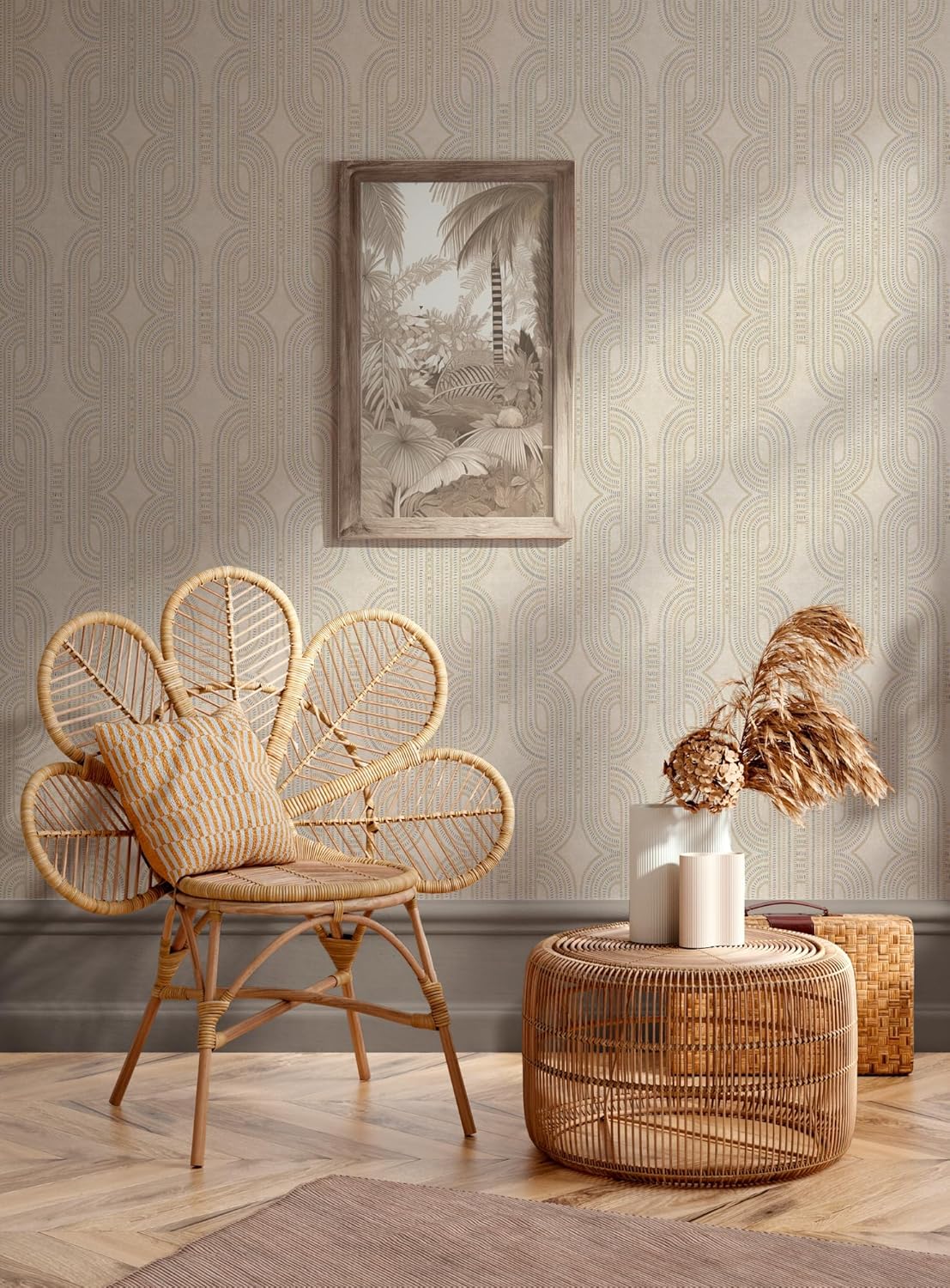French Affair Wallpaper - Beige Metallic