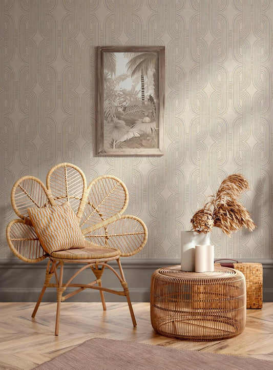 French Affair Wallpaper - Beige Metallic