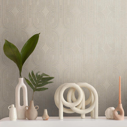 French Affair Wallpaper - Beige Metallic