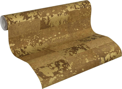 Saffiano Wallpaper - Gold Metallic