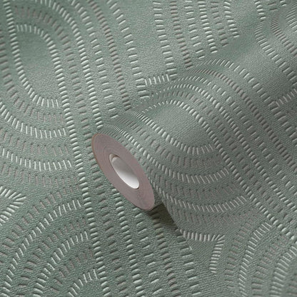 French Affair Wallpaper - Green Metallic