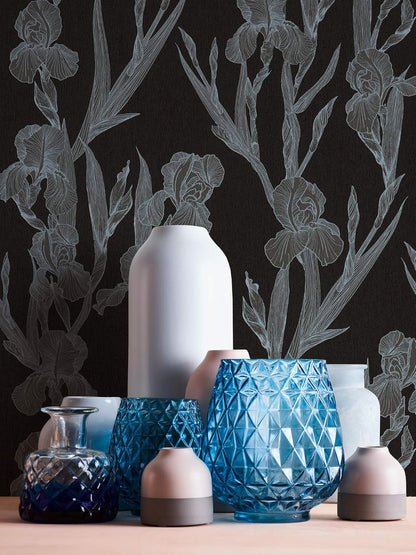 Iris - Floral Daniel Hechter Wallpaper - Black