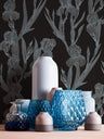 Iris Floral - Textured Vinyl Wallpaper - Black