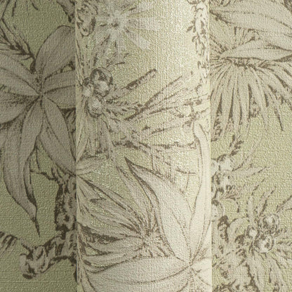 Sepia Memories -  Jungle Wallpaper - Green Metallic