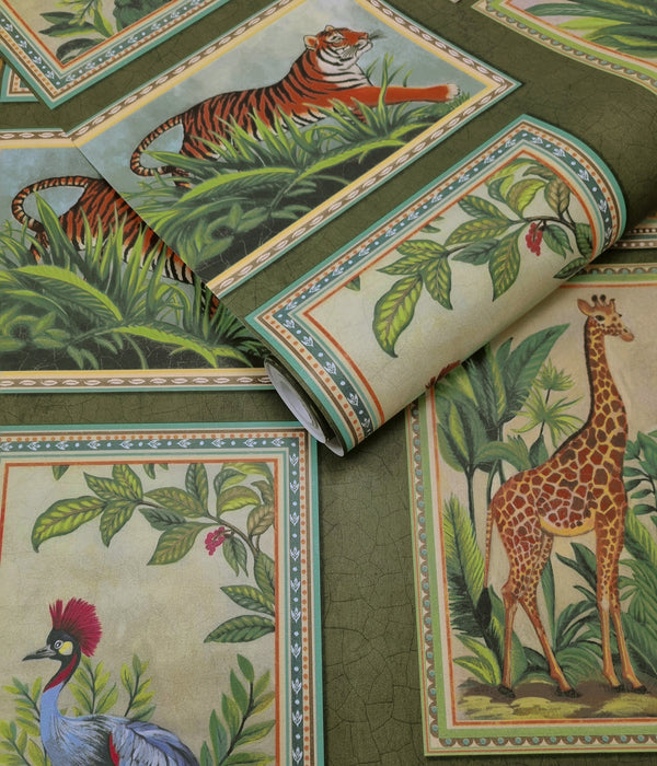 Sample – Menagerie Wallpaper – Green