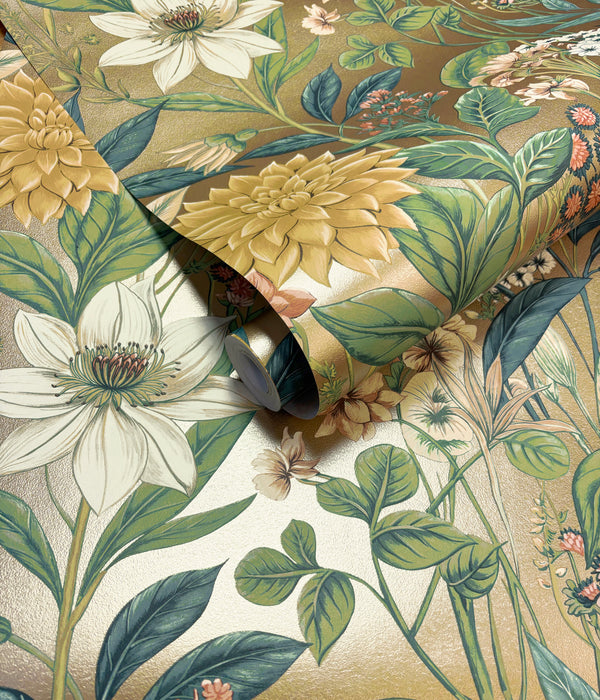 Sample - Clematis Wallpaper - Gold