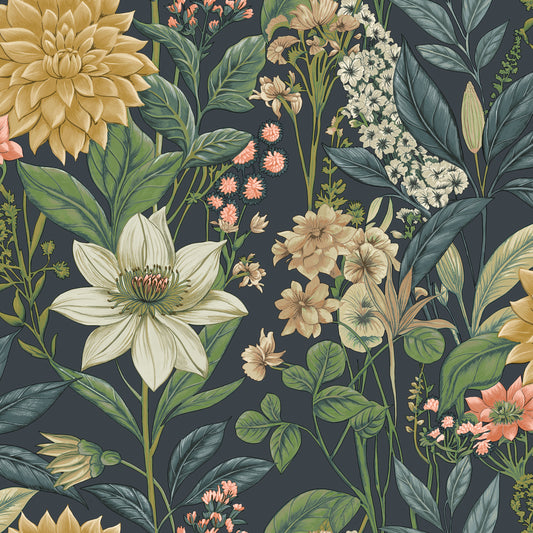 Clematis Wallpaper – Navy