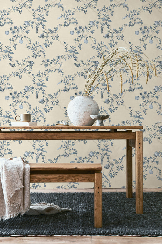 Marina Wallpaper – Navy/Cream