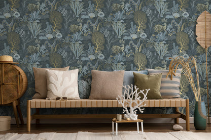 Nautilus Wallpaper – Navy/Gold