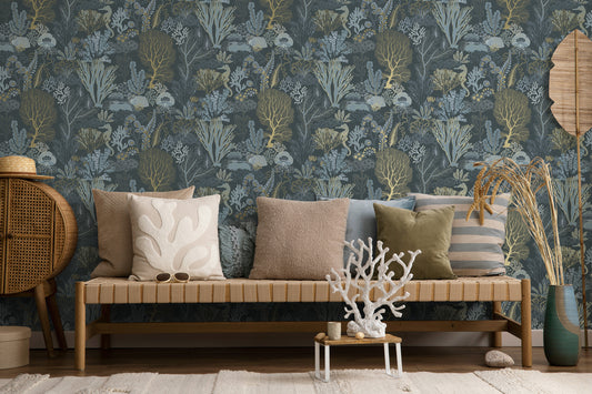 Nautilus Wallpaper – Navy/Gold