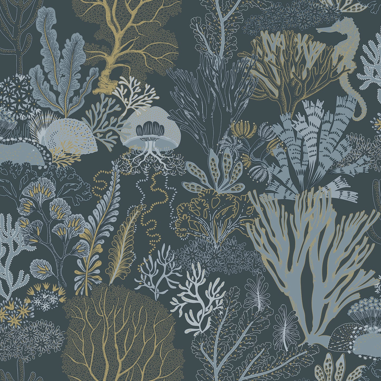 Nautilus Wallpaper – Navy/Gold