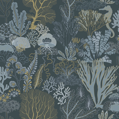 Nautilus Wallpaper – Navy/Gold