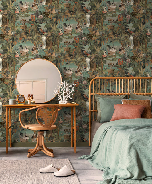Sunset Carnival Wallpaper – Aqua/Coral