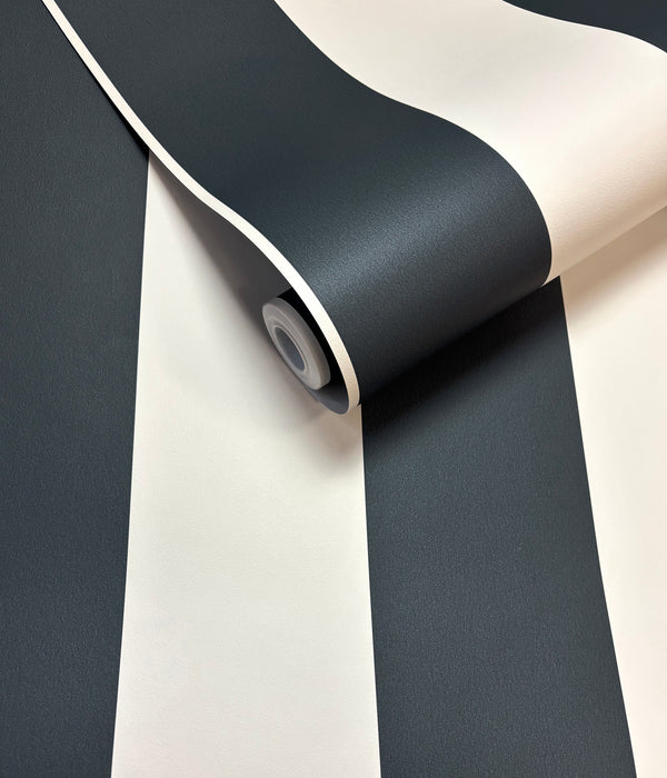 Sample - Cordelia Stripe Wallpaper - Navy Black