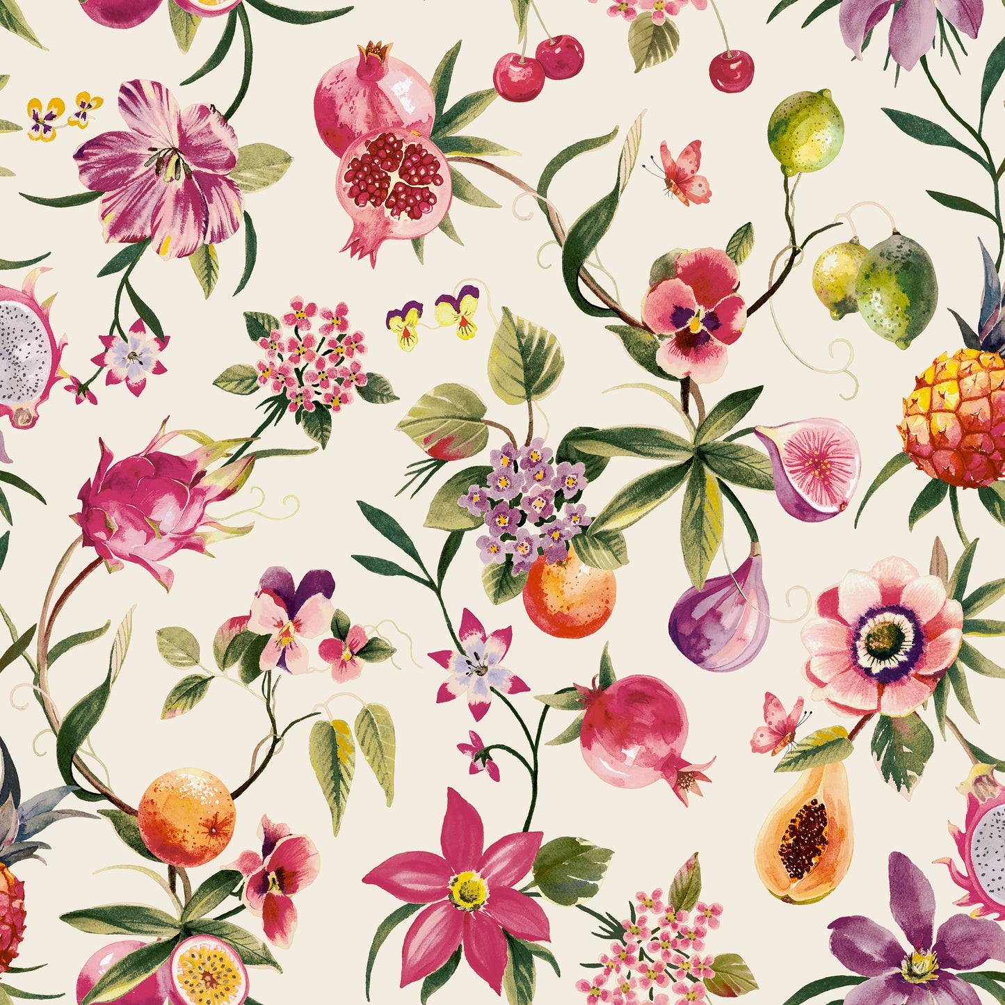 Tropica Wallpaper - Cream/Multi