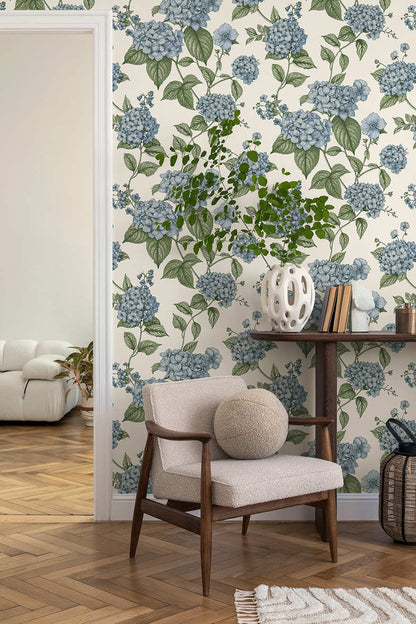 Hortensia - Hydrangea Wallpaper - Blue/Green