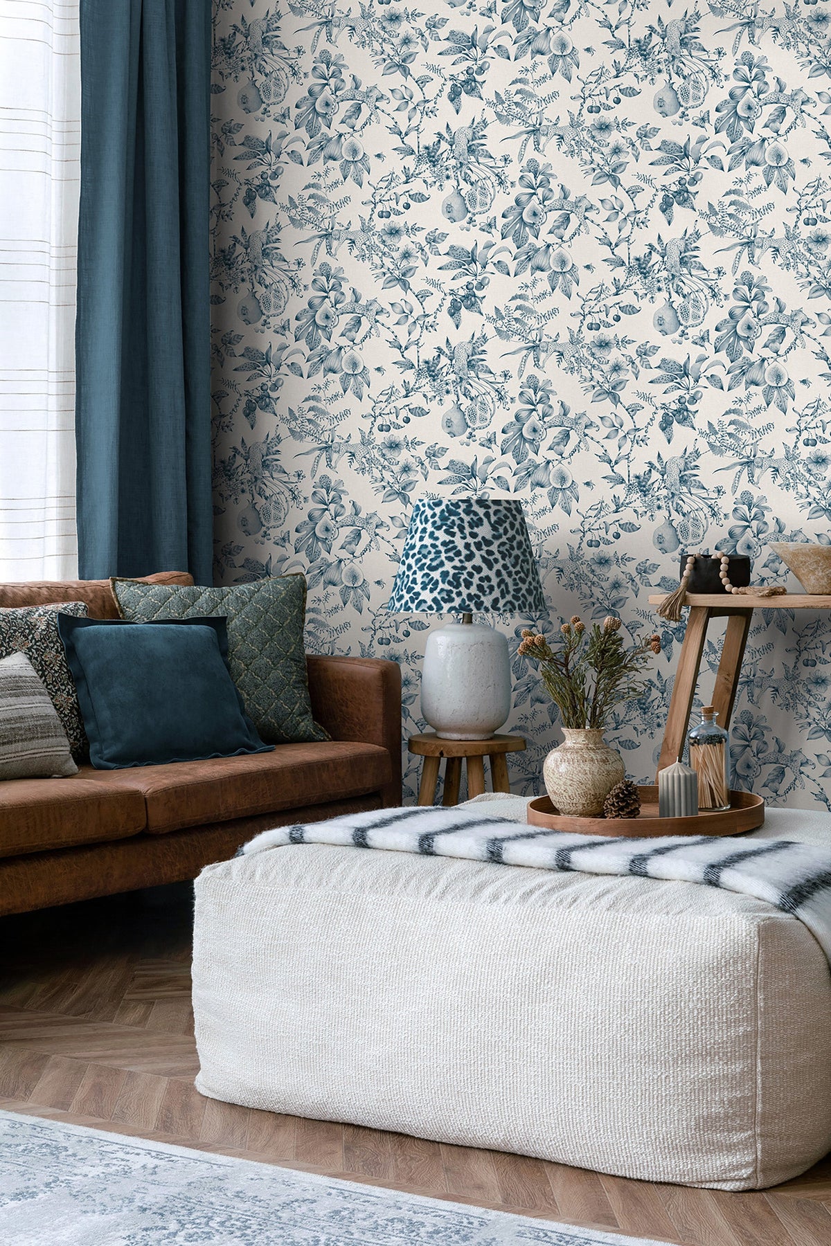 Liana – Leopard Wallpaper – Cream/Teal